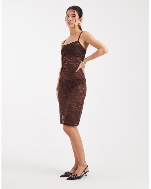 Collusion Brown Square Neck Cami Dress