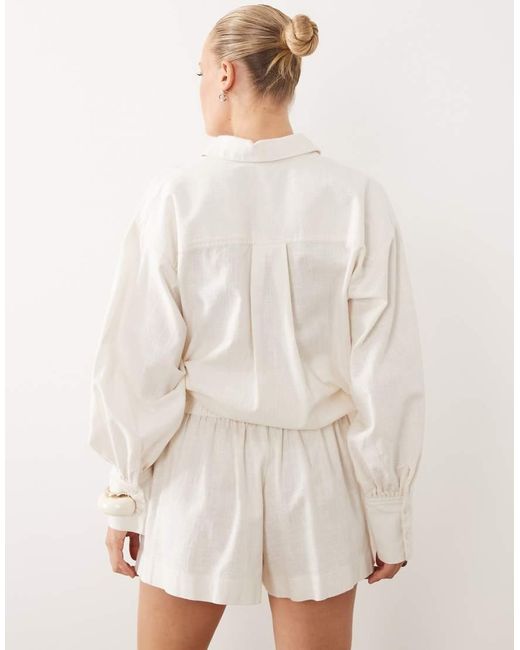 ASOS White Linen Look Pull On Shorts