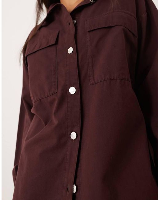 Camisa Extragrande Con Bolsillos Cargo De Algodón De -Morado ASOS de color Red