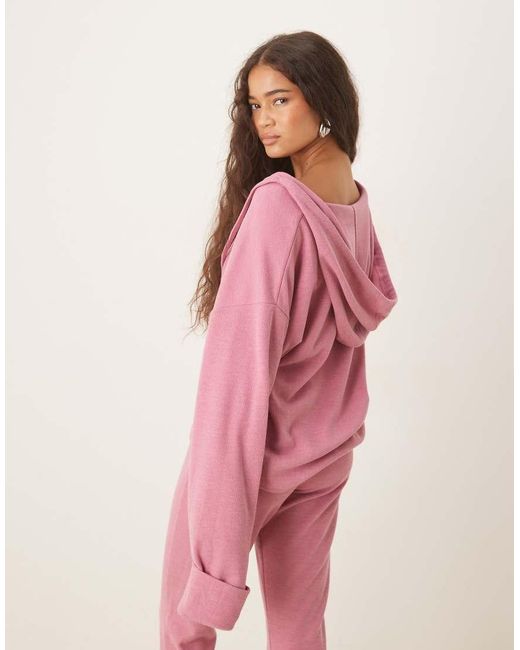 ASOS Pink Supersoft Hoodie With Turn Back Cuff Detail