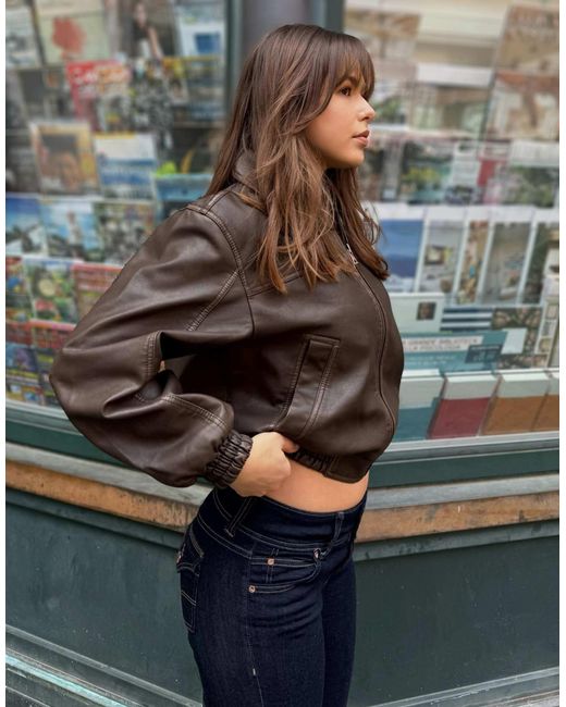 Bershka Blue – oversize-jacke aus kunstleder