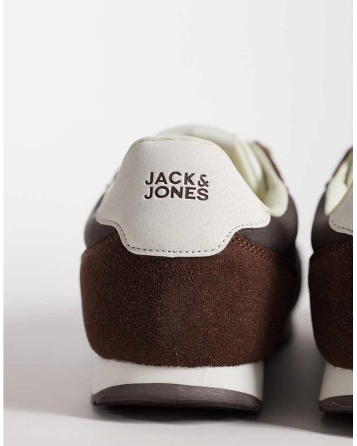Jack & Jones Brown Faux Suede And Nylon Runner Trainers for men