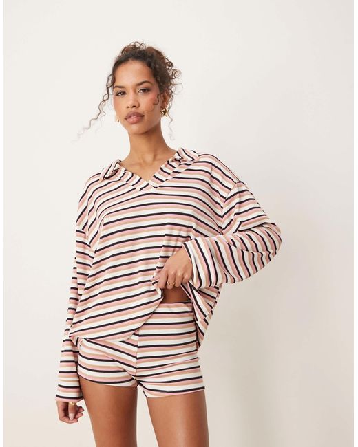 ASOS Multicolor – knappe shorts mit rosa streifen, kombiteil