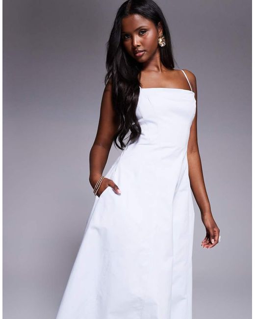House Of Cb Purple Dolly Stretch Cotton A-Line Midi Sundress