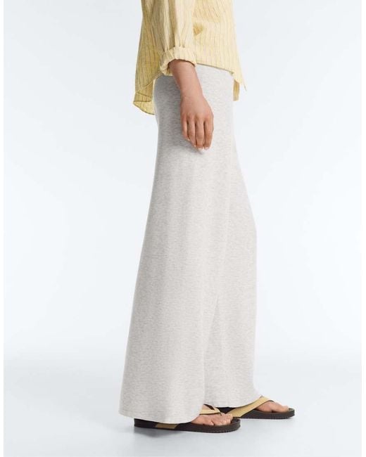 Oysho White Straight Fit Knit Trousers