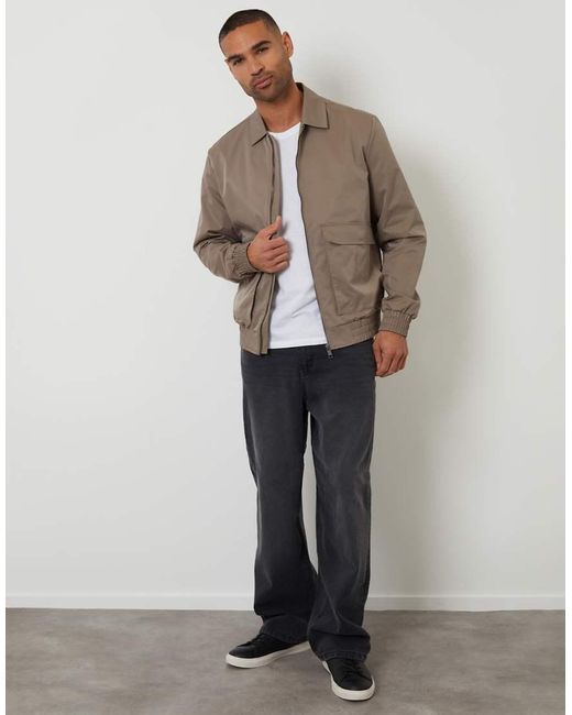 Threadbare Brown Showerproof Lightweight Patch Pocket Zip Up Jacket for men