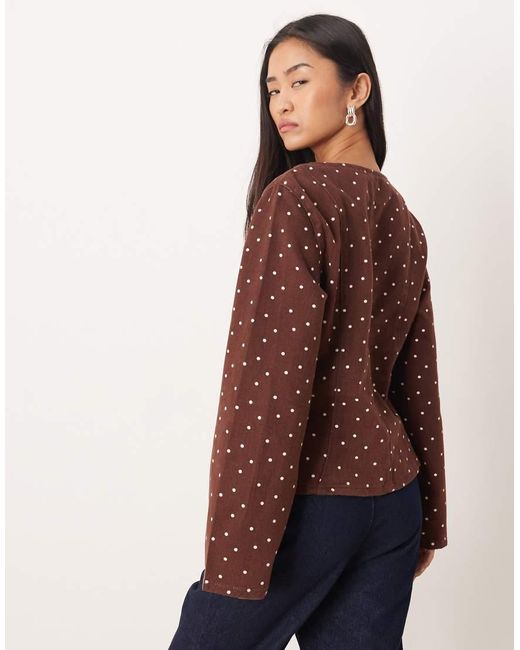ASOS Red Denim Button Up Long Sleeve Top