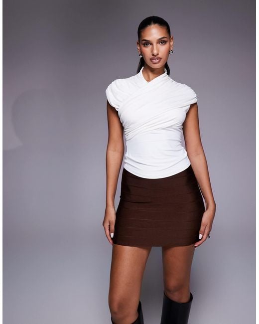ASOS Brown Bandage Panel Mini Skirt