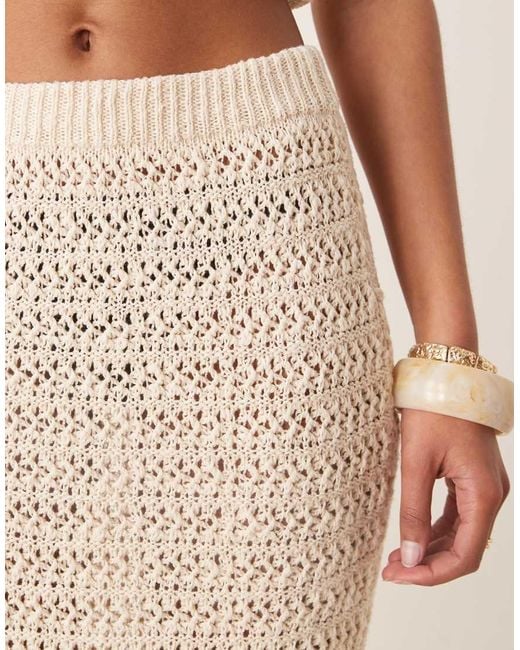 Falda Larga Con Flecos De Croché Calado De (Parte De Un Conjunto)-Neutro ASOS de color Natural