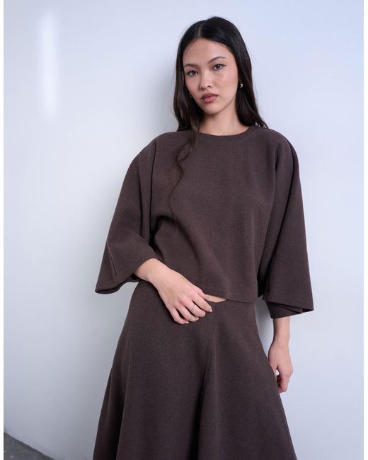 TOPSHOP Purple Soft Touch Super Wide Crop Sleeve Tee Co-Ord