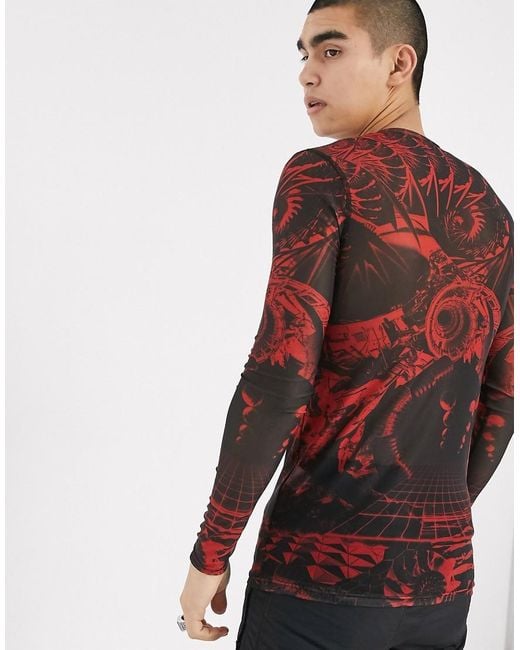 black and red mesh top