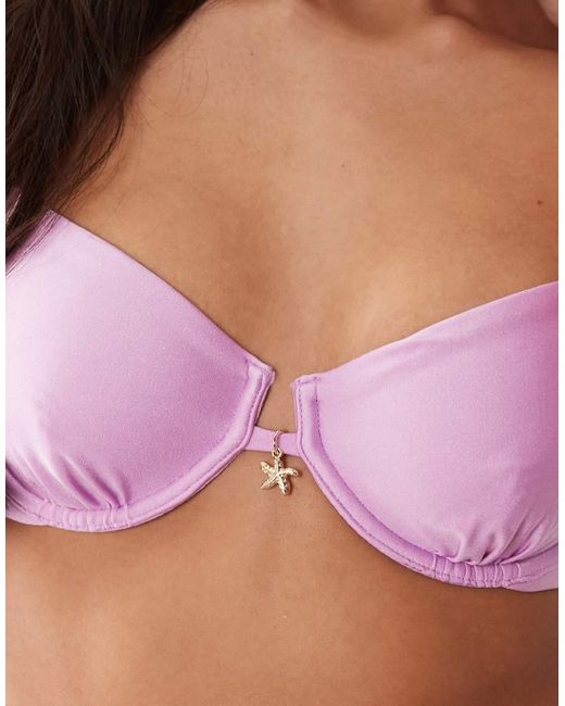Abercrombie & Fitch Pink Balconette Bikini Top With Starfish Pendant Co-Ord
