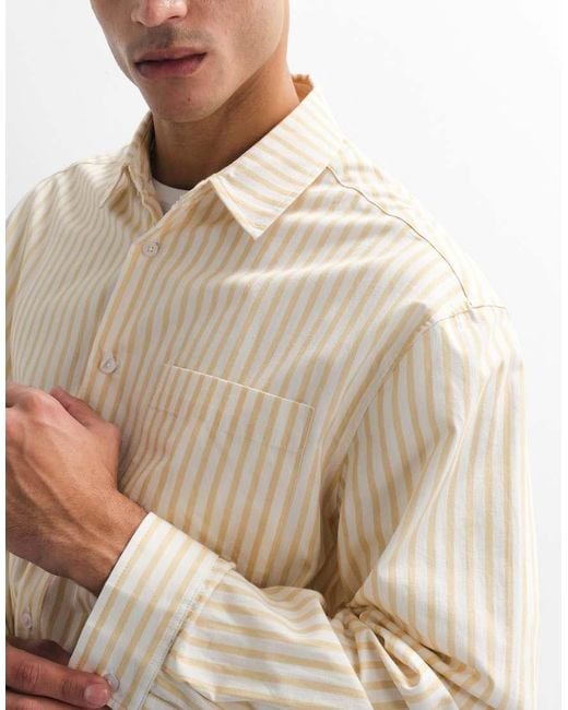 ASOS White Oversized Poplin Stripe Shirt for men