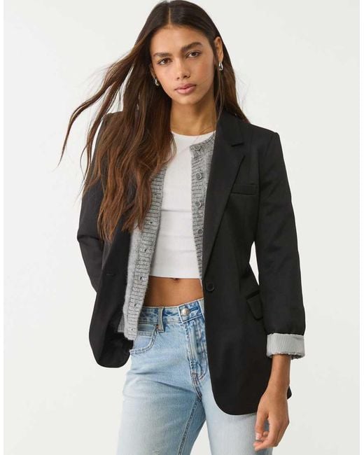 Blazer Slim di Stradivarius in Black