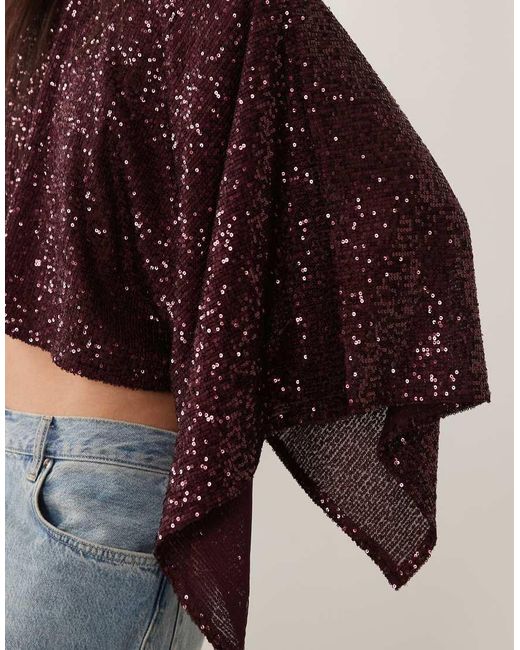 ASOS Brown Sequin Cape Top