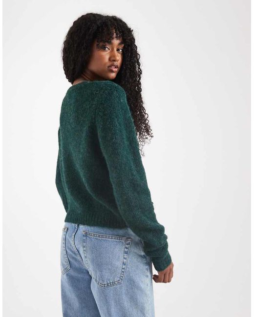 Vero Moda Green Soft Fluffy Knit O-neck Jumper