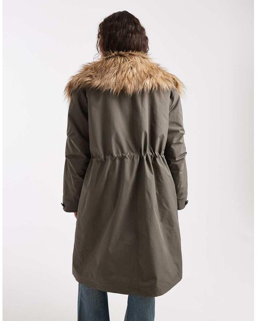ASOS Green Oversized Parka With Fur Trim