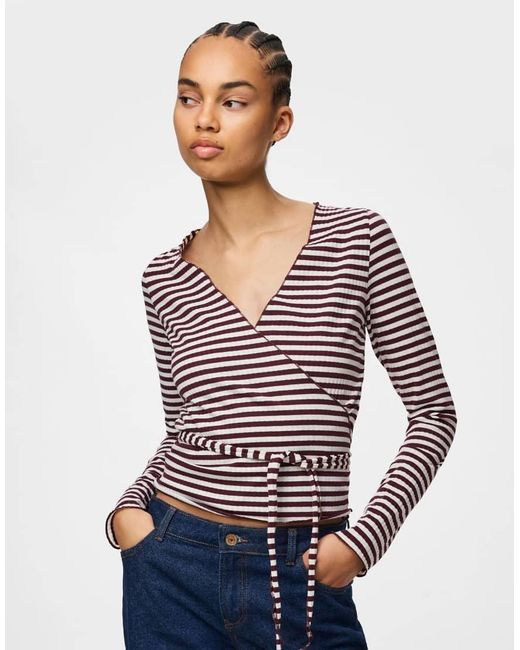 Pieces Blue Wrap Top