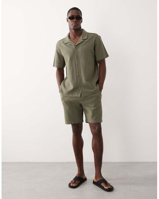 Only & Sons Green Relaxed Fit Shirt With Resort Collar for men