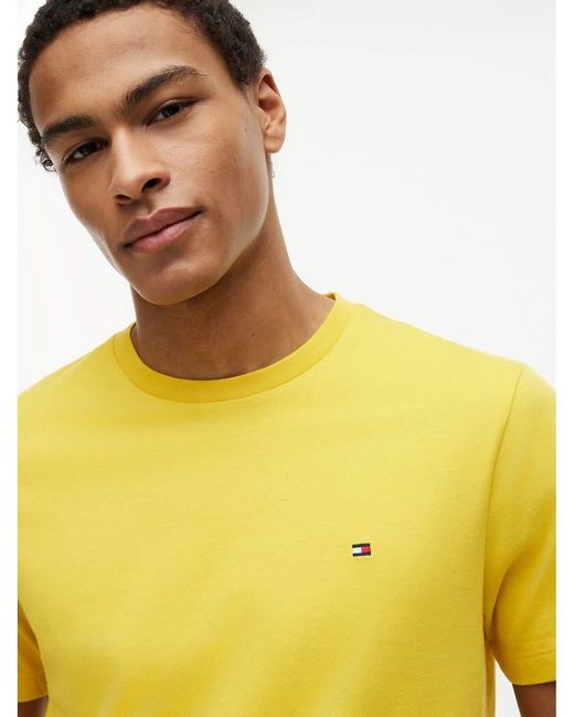 Tommy Hilfiger Yellow Flag Embroidery Jersey Crew Neck T-Shirt for men