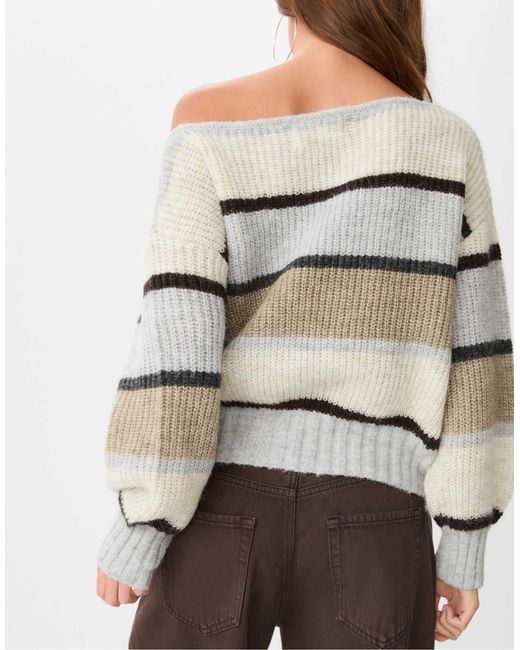 Stradivarius White – gestreifter pullover
