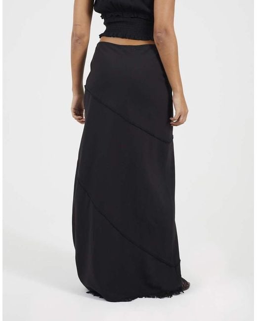 Brave Soul Black Tiered Maxi Skirt With Frayed Hems