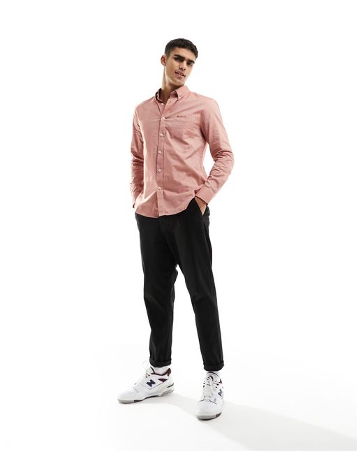 Camicia oxford a maniche lunghe rosa chiaro di Ben Sherman in Pink da Uomo