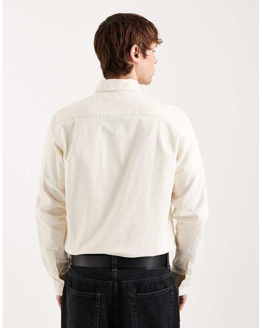 Fred Perry Natural Oxford Long Sleeve Logo Shirt for men