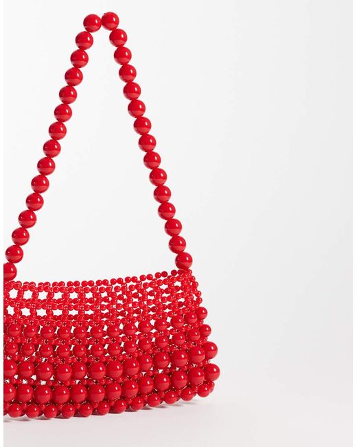 ASOS Red Beaded Clutch Bag