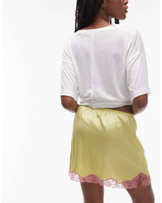 TOPSHOP White Satin Lace Petticoat Lace Mini Skirt