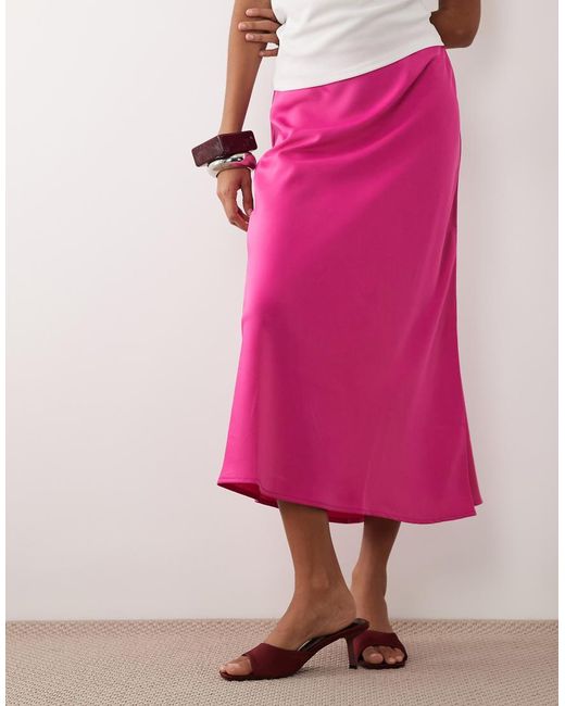 Y.A.S Pink Satin Midi Skirt