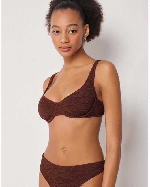 Calzedonia Brown Balconette Bikini Top Crinkle Waves