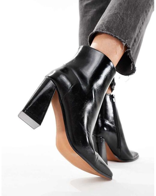 New Look Black Heeled Square Toe Boot
