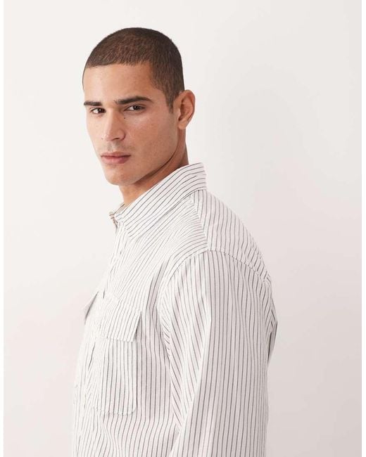 Abercrombie & Fitch White Pocket Detail Long Sleeve Shirt for men