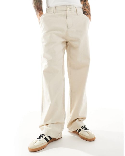 Only & Sons White baggy Fit Linen Trousers for men