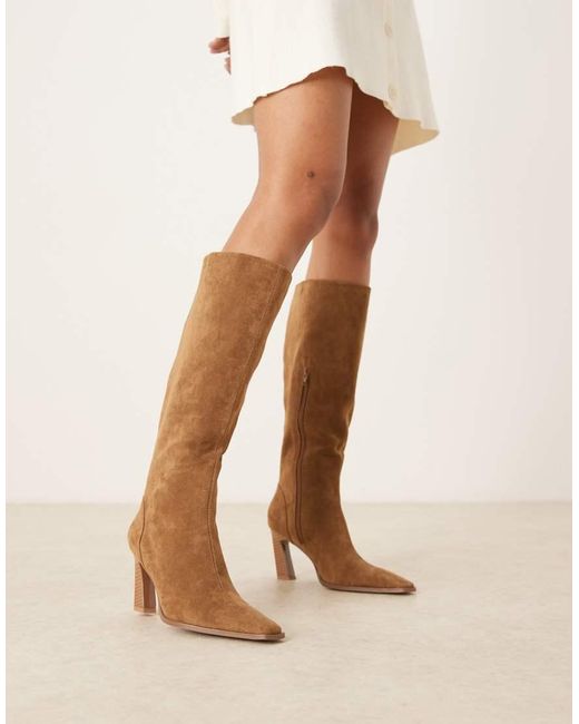 ASOS Natural Wide Fit Clara Chisel Toe Knee Boots