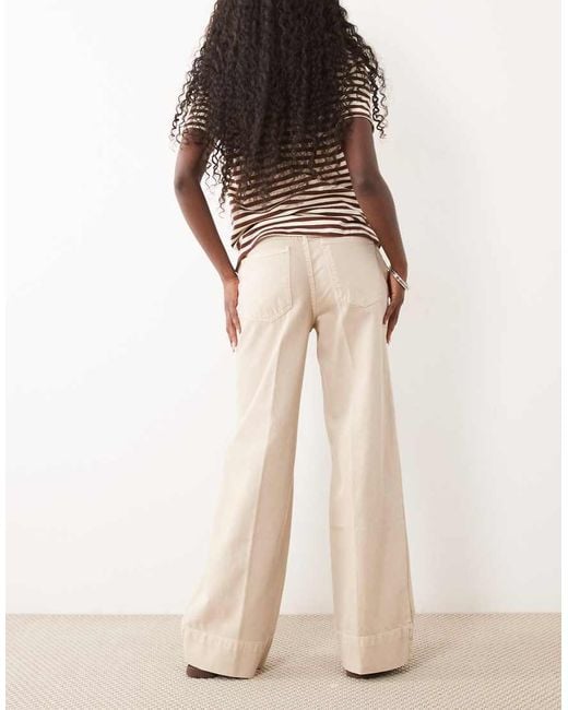 ASOS Natural Wide Leg Jean With Crease Front