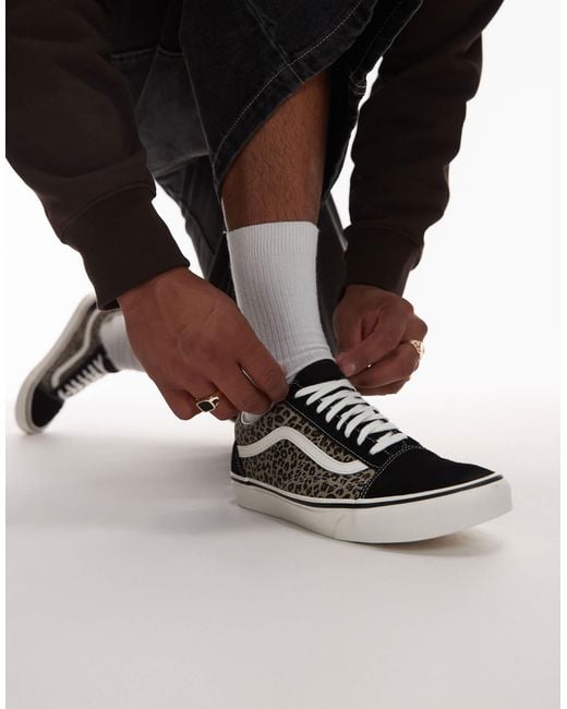 Old skool - baskets à imprimé léopard Vans en coloris Black