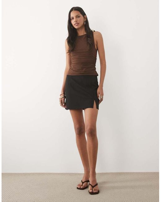New Look Black Split Hem Mini Skirt