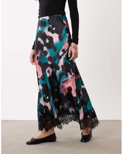 ASOS Multicolor Satin Fishtail Maxi Skirt