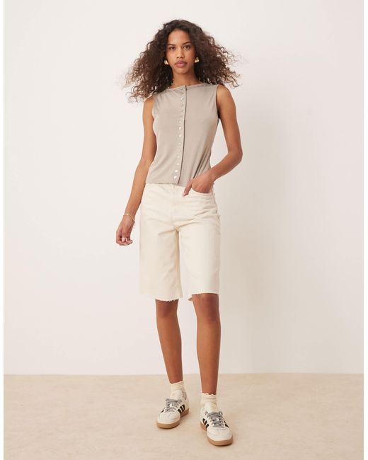 Calvin Klein Natural Longer Denim Shorts