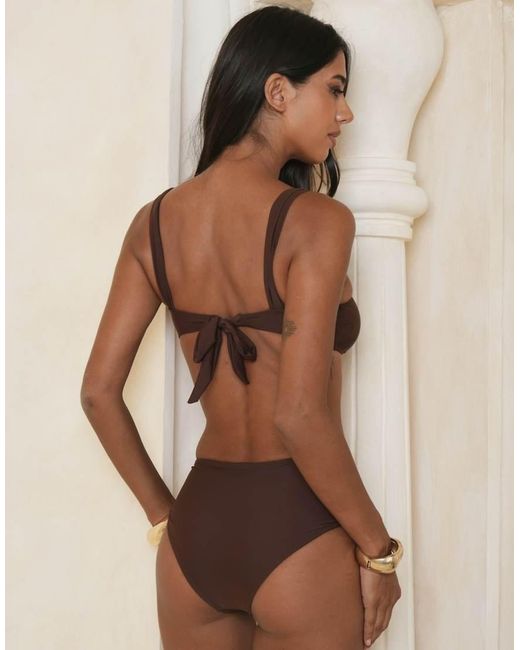 Moda Minx Brown Bralet Bikini Top With Molten Hardware Detail