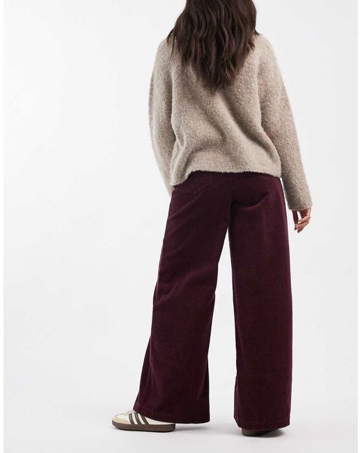 ASOS White Super Wide Cord Trousers With Tab Details