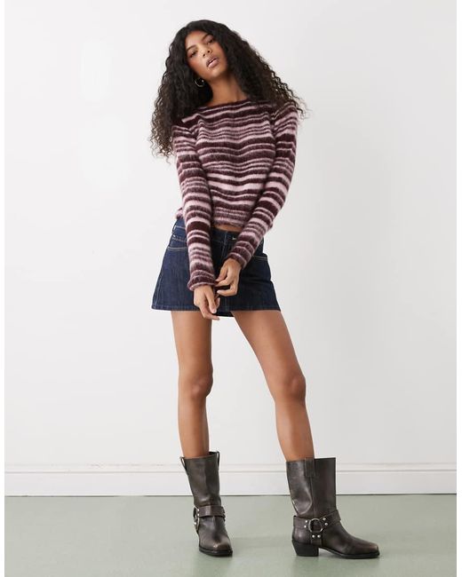 Collusion Red Knitted Stripe Top