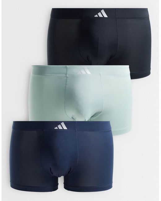 Adidas Blue Active Micro 3 Pack Trunks for men