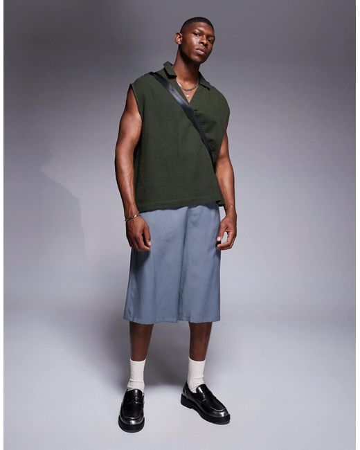ASOS – kastiges, langärmliges, strukturiertes oversize-t-shirt in Gray für Herren