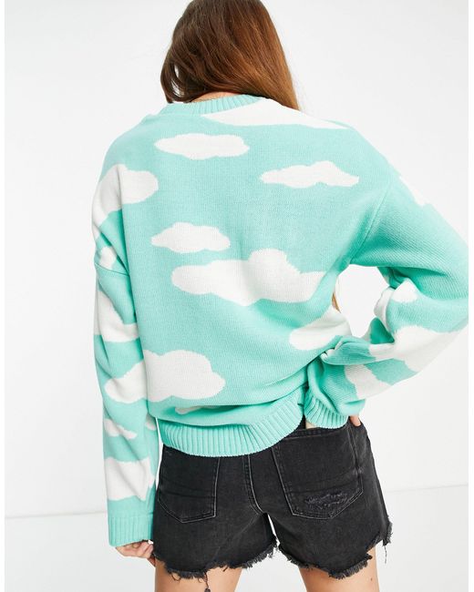 Asos design - maglione lavorato oversize lilla con nuvole-viola asos  pullover viola - Stileo.it