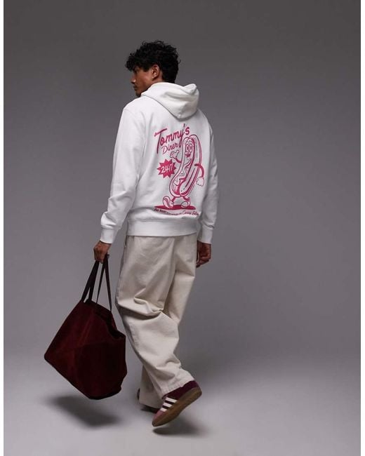 Sudadera Blanca Con Capucha Y Estampado Gráfico De Perrito Caliente De -Blanco Tommy Hilfiger de hombre de color Gray