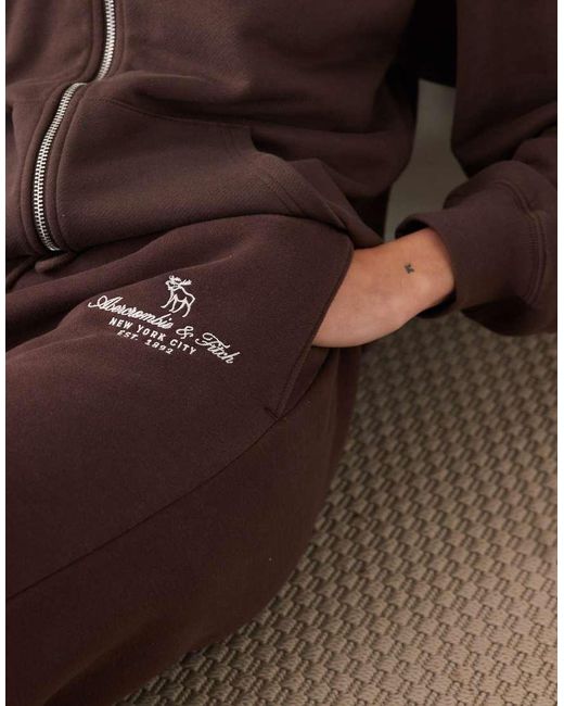 Abercrombie & Fitch Brown High Rise Wide Leg jogger Co-ord