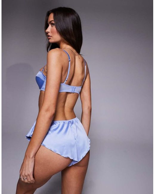 ASOS Blue Cheri Clean Satin Underwire Balcony Bra